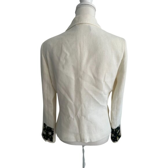 DOLCE & GABBANA Cream Floral Rose Buttoned Blazer Size IT 44 - Picture 8 of 11